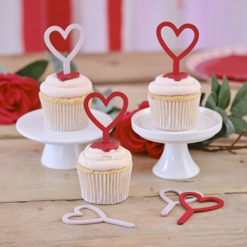 Cupcake Topper - Wooden Hearts